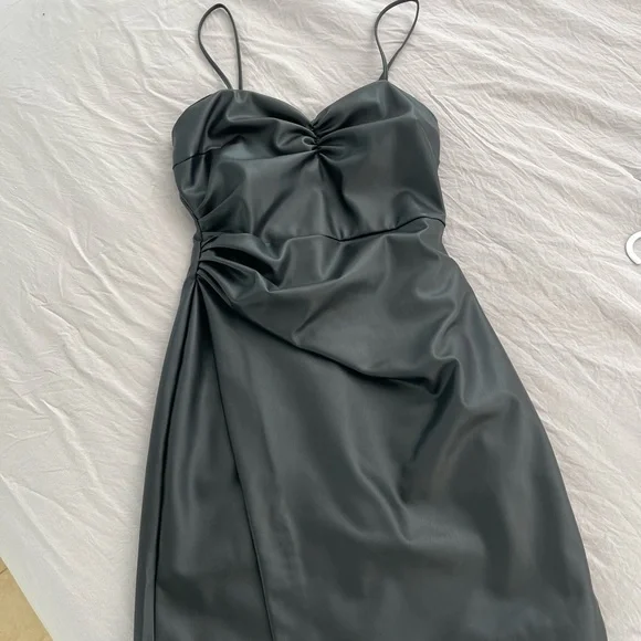 ZARA faux leather mini dress black XS brand new - Picture 6 of 8